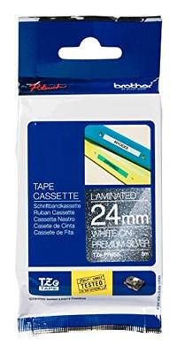 Labeltape Brother TZe-PR955 Tapekleur: Zilver Tekstkleur:Wit 24 mm 8 m