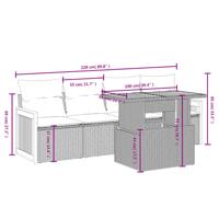 5-delige Loungeset met kussens poly rattan zwart - thumbnail