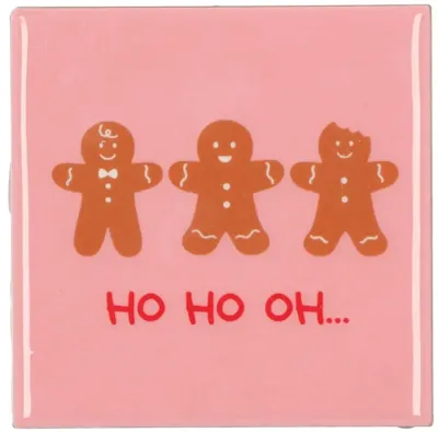 Daan Kromhout Design tegeltje keramiek ho ho oh 10x10cm roze