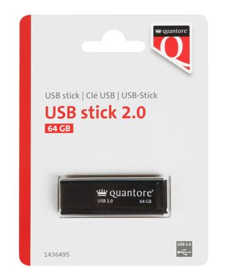 Usb stick 2.0 quantore usb-a 64gb zwart Usb stick 2.0 quantore usb-a 64gb zwart
