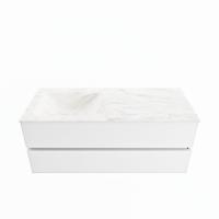 MONDIAZ VICA-DLUX 120cm badmeubel onderkast Talc 2 lades. Inbouw wastafel CLOUD links zonder kraangat, kleur Ostra. - thumbnail