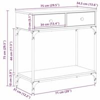 Wandtafel met lade artisanaal eikenkleurig 75 x 34.5 x 75 cm - thumbnail