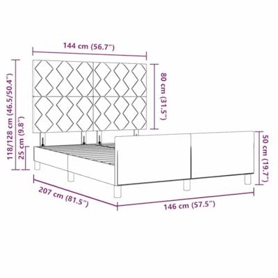 Bedframe met hoofdeinde Lichtgrijs 140 x 200 cm Stof Bedframe met hoofdeinde Lichtgrijs 140 x 200 cm Stof