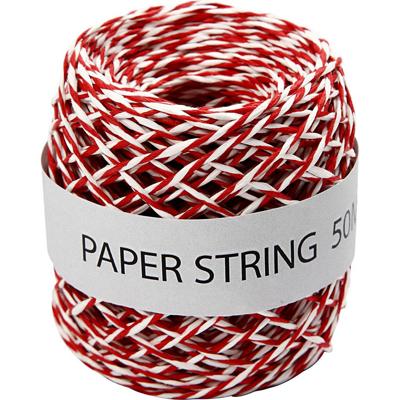 Creativ Company Papierkoord, dikte 1 mm, rood/wit, 50 m/ 1 rol