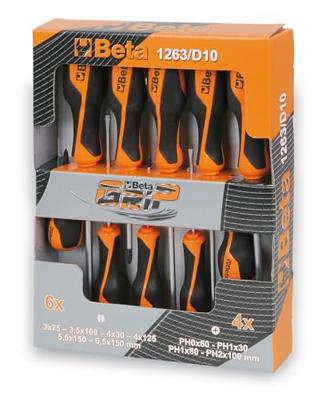 Beta 1263/D10 Schroevendraaierset | Sleuf + Phillips | BetaGrip | 10-Delig - 012630010