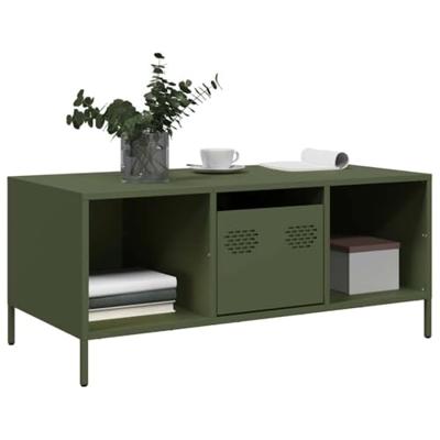 Salontafel 101,5x50x43,5 cm koudgewalst staal olijfgroen