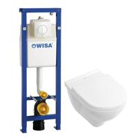 Villeroy & Boch O.novo inbouwset Wisa met vlakspoel wandcloset wit softclose zitting afdekplaat wit 0124138/0124182/0704406/ - thumbnail