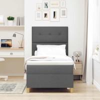 Boxspringbed met matras en LED stof donkergrijs 100x200 cm - thumbnail