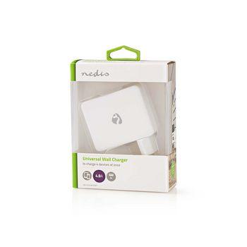 Wandoplader | 4,8 A | 4 uitgangen | USB-A | Wit