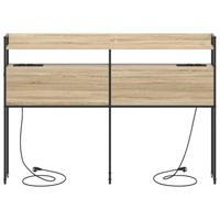 Opberghoofdbord met plank Sonoma eiken 135 cm Bewerkt hout - thumbnail