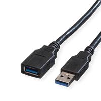 ROLINE USB 3.2 Gen 1 Kabel, type A-A, M/F, zwart, 0,8 m - thumbnail
