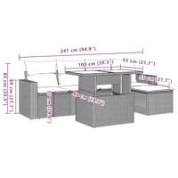 6-delige Loungeset met kussens poly rattan beige - thumbnail