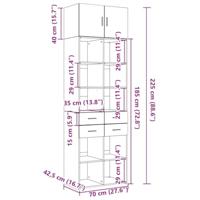 Opbergkast 70x42,5x225 cm bewerkt hout grijs sonoma eikenkleur - thumbnail