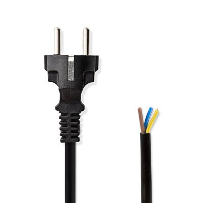 Stroomkabel | Schuko Plug - Open Kabeleinde | 3,00 m | Zwart