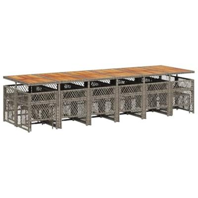17-delige Tuinset met kussens poly rattan grijs