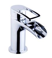 Alegra waterval wastafelkraan met clickwaste chroom - thumbnail