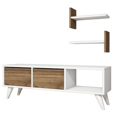 Homemania Tv-meubel Foxy 120x30x40 cm wit en walnootkleurig