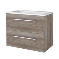 Badmeubelset BWS Salt 100x46cm Met Grepen 2 Lades Met Wastafel 2 Kraangaten Scotch Oak - thumbnail