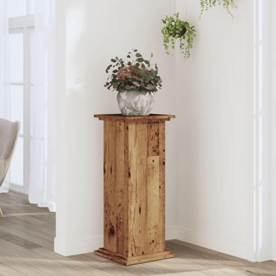 Plantenstandaard 33x33x80 cm bewerkt hout oud houtkleurig