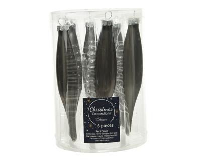 Ijspegel glas d3h15 cm grijs ass 6st Decoris - Decoris