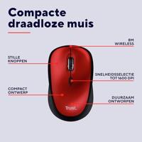 Trust YVI+ Draadloze Muis ECO Muis Rood - thumbnail