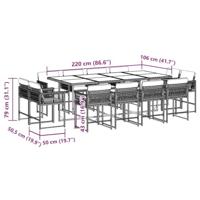 13-delige Tuinset met kussens poly rattan zwart - thumbnail