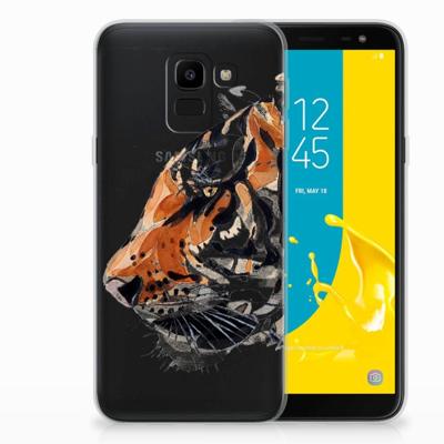 Smartphone hoesje Samsung Galaxy J6 2018 Watercolor Tiger Smartphone hoesje Samsung Galaxy J6 2018 Watercolor Tiger