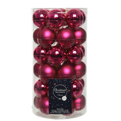 36x Bessen Roze Kleine Glazen Kerstballen 4 Cm Mat En Glans - Kerstbal 36x Bessen Roze Kleine Glazen Kerstballen 4 Cm Mat En Glans - Kerstbal