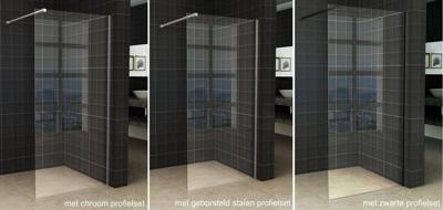 Wiesbaden Inloopdouche Slim Glasplaat Helder 8 mm Nano - 50 cm