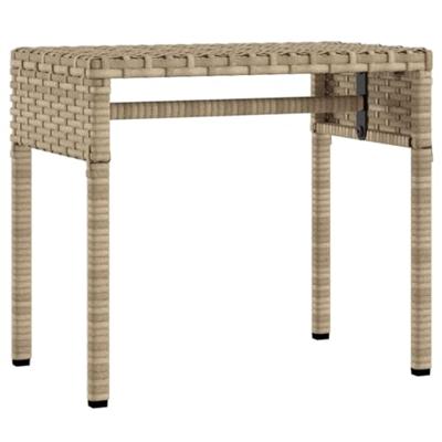 Ligbed met luifel en tafel poly rattan beige