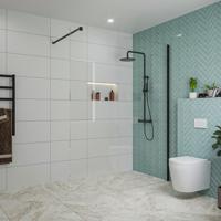 Fortifura Galeria inloopdouche - 160x200cm - helder glas - wandarm - mat zwart SW797918/SW797905 - thumbnail