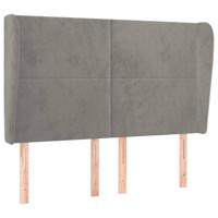 Hoofdbord met randen 147x23x118/128 cm fluweel lichtgrijs - thumbnail