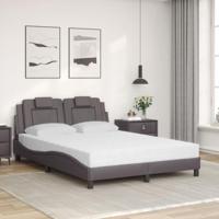 Bed met matras kunstleer grijs 140x200 cm - thumbnail