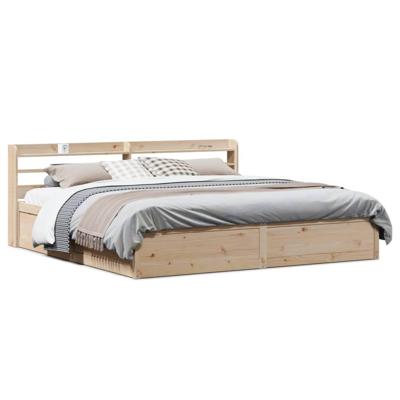 Bedframe met hoofdbord massief grenenhout 180x200 cm