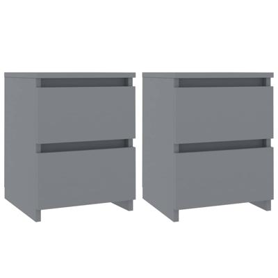 vidaXL Nachtkastjes 2 st 30x30x40 cm spaanplaat grijs