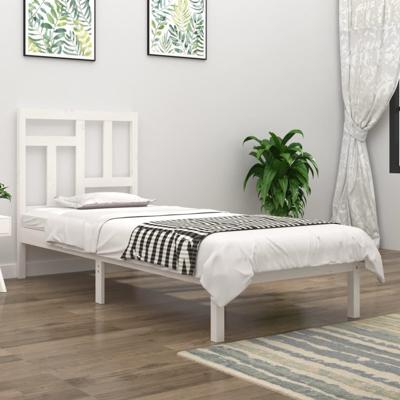 Bedframe zonder matras massief grenenhout wit 90x190 cm