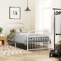 Bedframe met hoofd- en voeteneinde metaal wit 90x190 cm - thumbnail