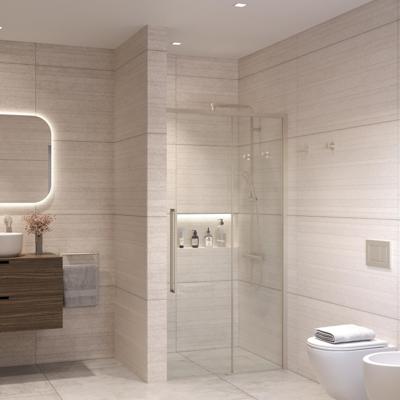 Nisdeur Sanivo Nova Soft Close 150x200 cm RVS Look Helder Nano 8 mm Nisdeur Sanivo Nova Soft Close 150x200 cm RVS Look Helder Nano 8 mm