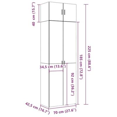Opbergkast 70x42,5x225 cm bewerkt hout betongrijs