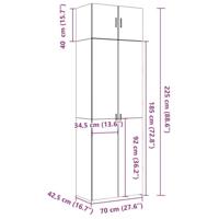 Opbergkast 70x42,5x225 cm bewerkt hout betongrijs - thumbnail
