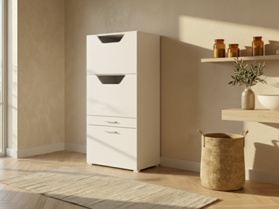 Kast voor wasgoed WASHING 2 deuren 2 lades wit