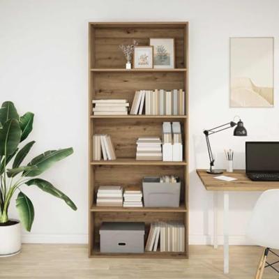 Boekenkast 80x30x189 cm bewerkt hout artisanaal eikenkleur