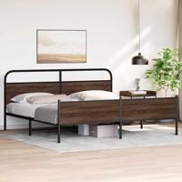 Bedframe zonder matras metaal bruin eikenkleur 180x200 cm - thumbnail