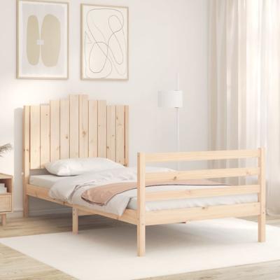 Bedframe met hoofdbord massief hout
