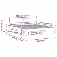 Bedframe met hoofdeinde Wit 180 x 200 cm Massief grenenhout - thumbnail