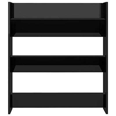VidaXL Wandschoenenkast 80x18x90 cm bewerkt hoogglans zwart