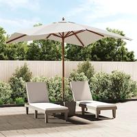 VidaXL Parasol met houten paal 300x300x273 cm zandkleurig - thumbnail