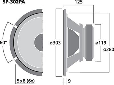 Monacor SP-302PA 12 inch 30.3 cm Woofer 100 W 8 Ω