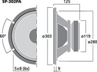 Monacor SP-302PA 12 inch 30.3 cm Woofer 100 W 8 Ω - thumbnail