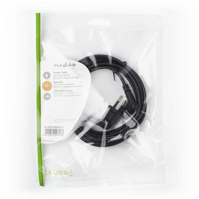 Voedingskabel | Eurostekker haaks - IEC-320-C7 links/rechts | 2,0 m | Zwart